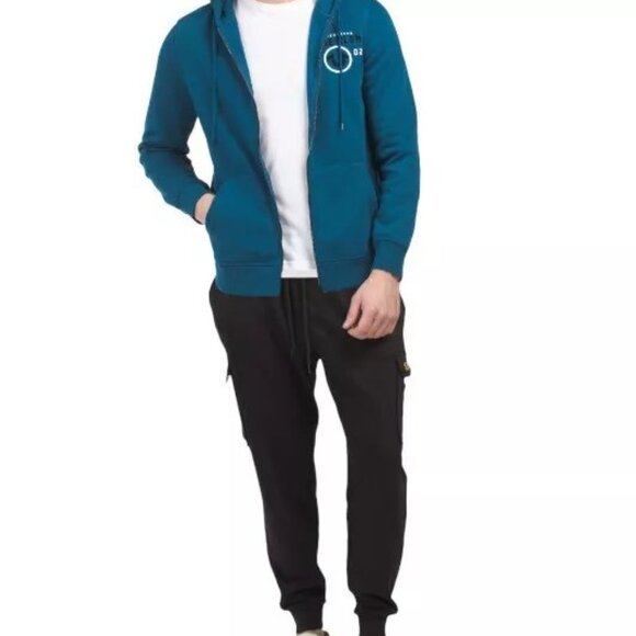 True Religion Men's Fleece Sweatsuit 2 Piece Tracksuit Matching Hoodie Joggers - Picture 1 of 9